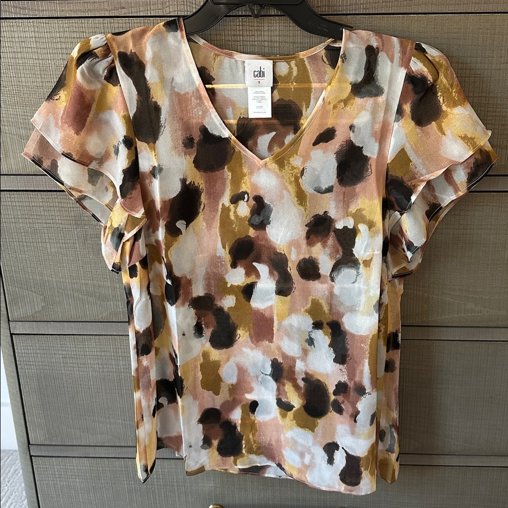 Cabi V-Neck Blouse with flutter sleeves